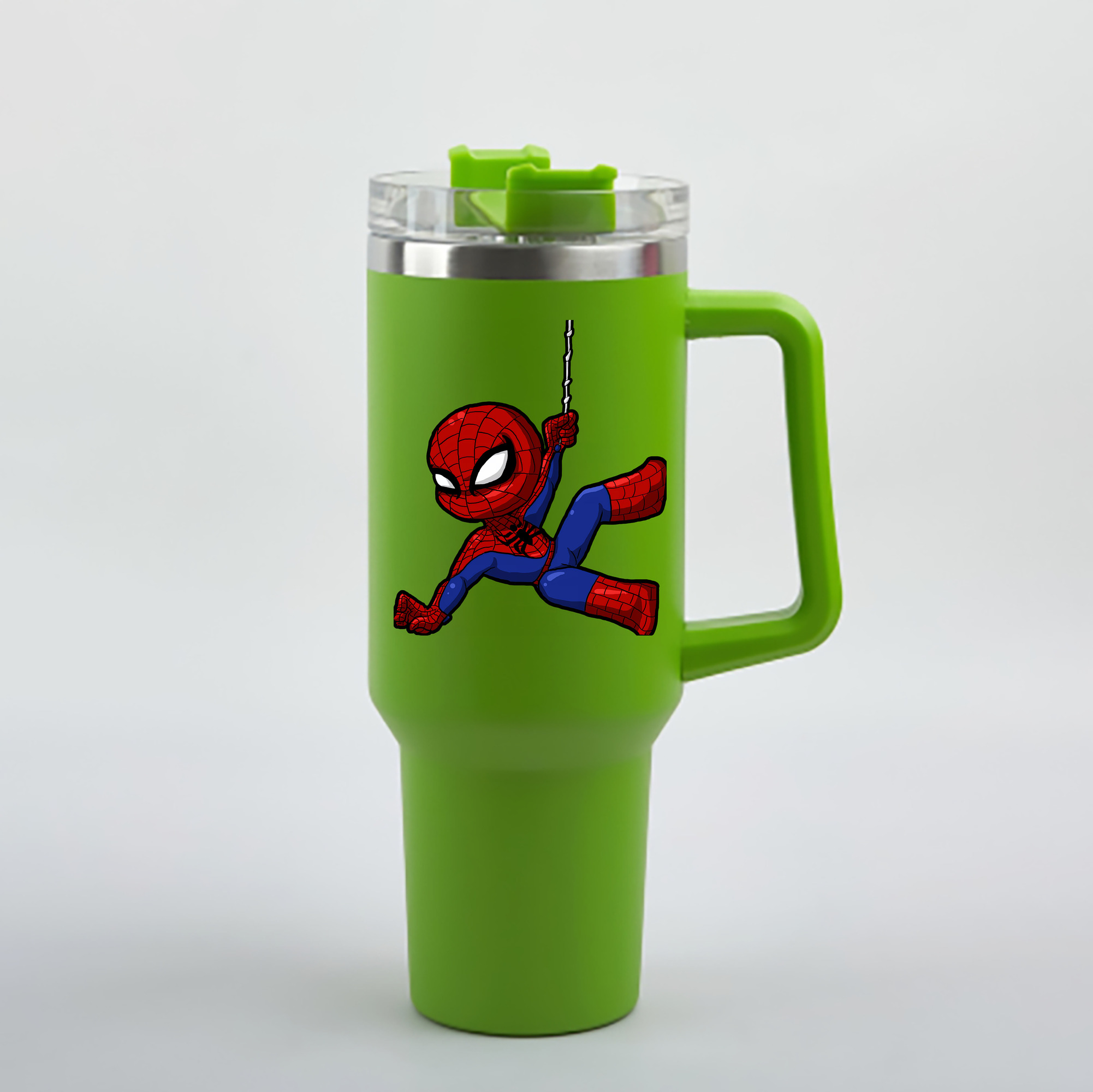 （画像用） Spider Man スパイダーマン 1200mL車用タンブラー - クリスタルステッカー（プラスチックストロー付き）